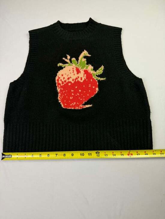Commense Crew Neck Strawberry Knit Sweater Vest - Picture 7 of 10
